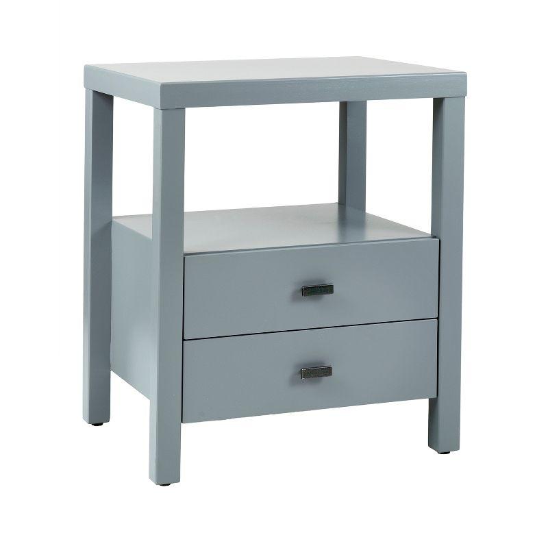 Easton Modern Gray Acacia Wood 2-Drawer Nightstand