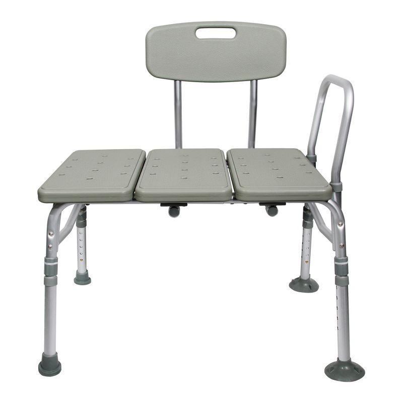 Gray Adjustable Plastic Bath Transfer Bench with Backrest