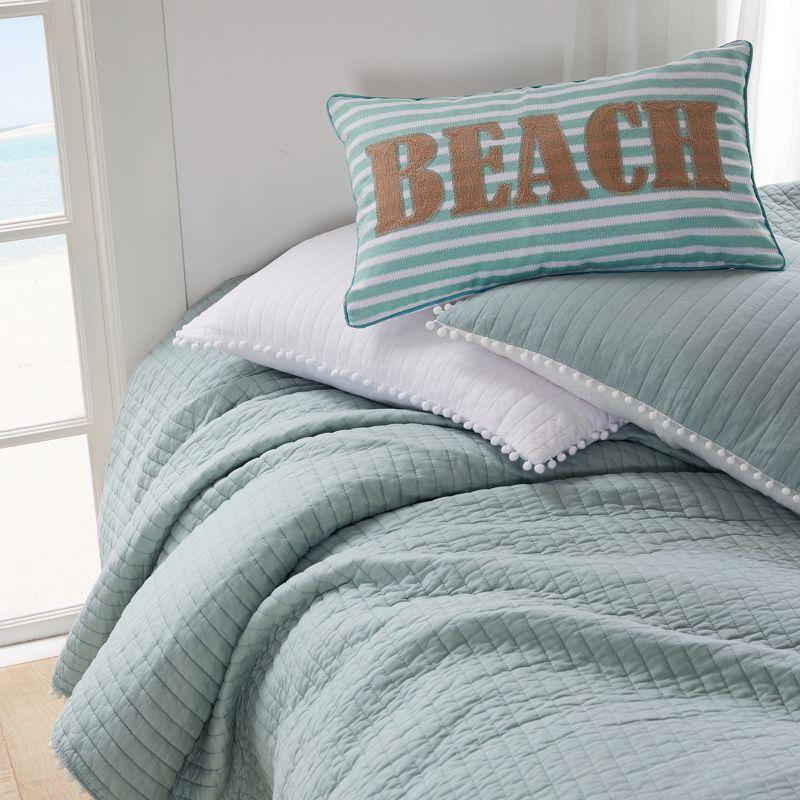 Pom Pom White/Teal Full/Queen Quilt - Levtex Home