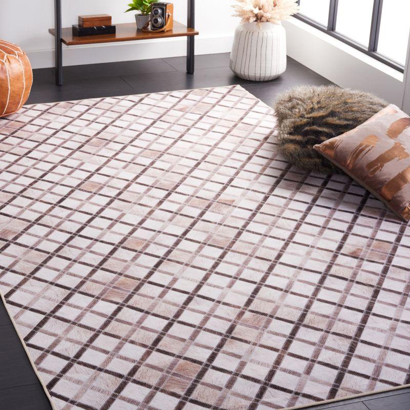 Faux Hide FAH545 Power Loomed Machine Washable Area Rug - Beige/Brown - 6'x9' - Safavieh.