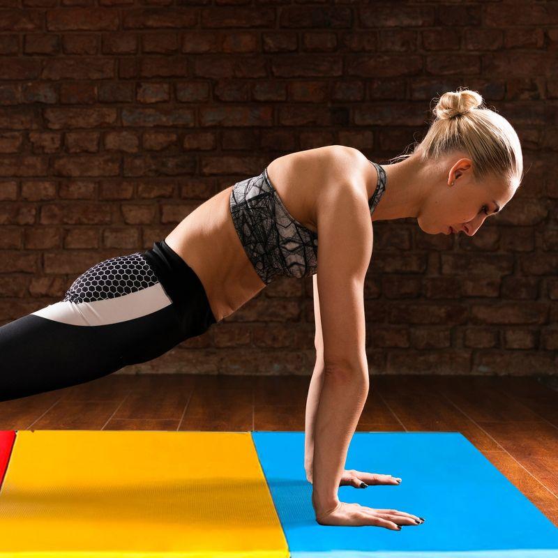 BalanceFrom Fitness Balancefrom Fitness Gogym 6' X 2' X 1.5" Folding 3 Panel Exercise Gym Mat, Blue