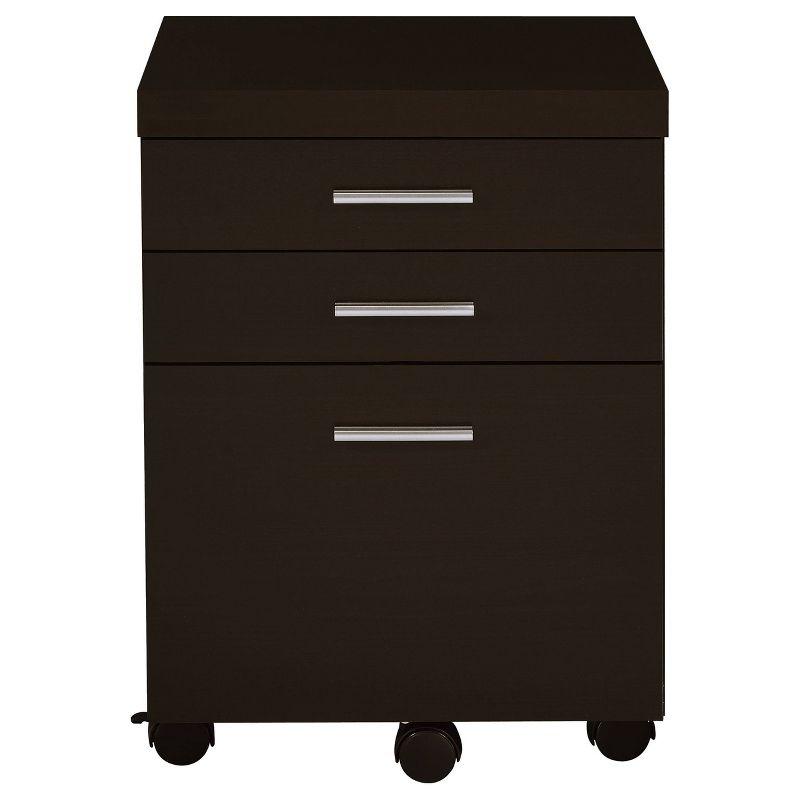 Skylar Black 3-Drawer Mobile File Cabinet with Silver Handles