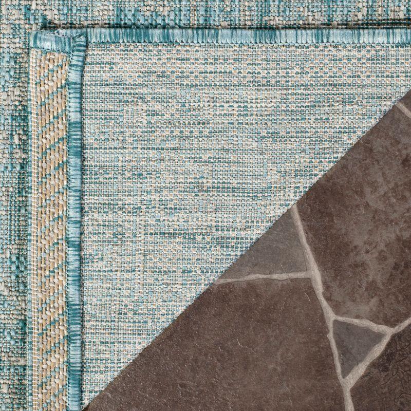 Courtyard CY8481 Power Loomed Indoor/Outdoor Area Rug - Aqua/Grey - 6'7"x6'7" - Safavieh.