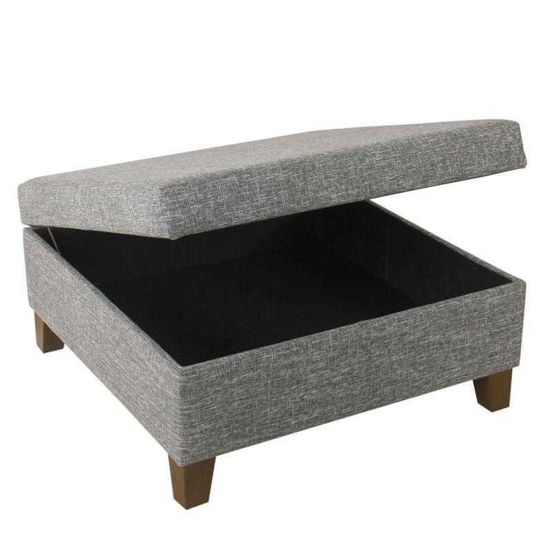 32" Luxury Square Storage Ottoman Slate Gray - HomePop: Textured Fabric, Hinged Lid, Wood Legs, Easy Assembly