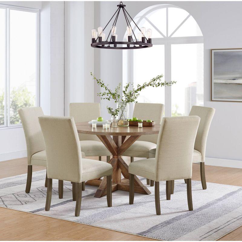 Alaterre Furniture Set of 2 Gwyn Parsons Upholstered Armless Chairs Cream: Modern Polyester Dining Seating