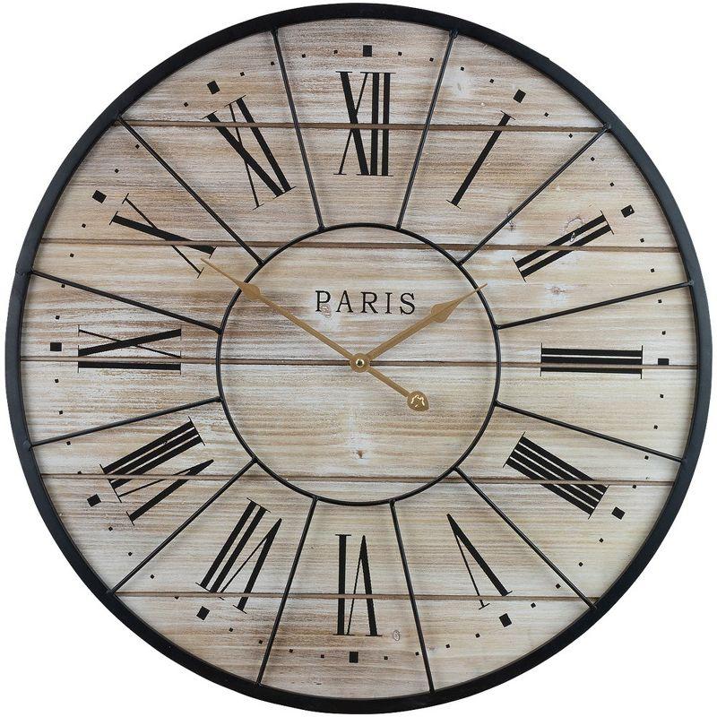 Sorbus Oversized Round Metal and Wood Wall Clock