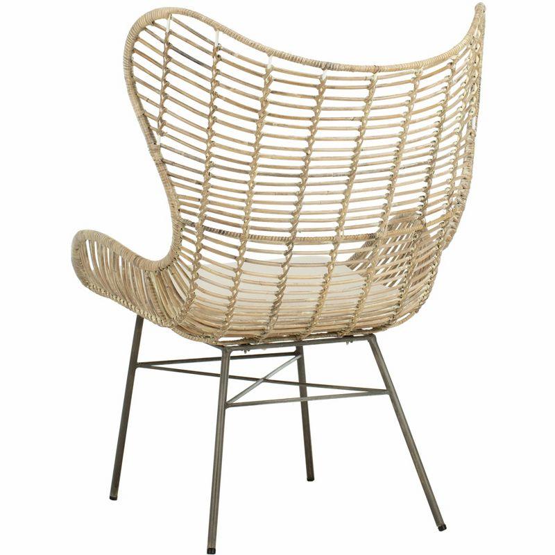 Malia Rattan Wingback Armchair - White Wash - Safavieh