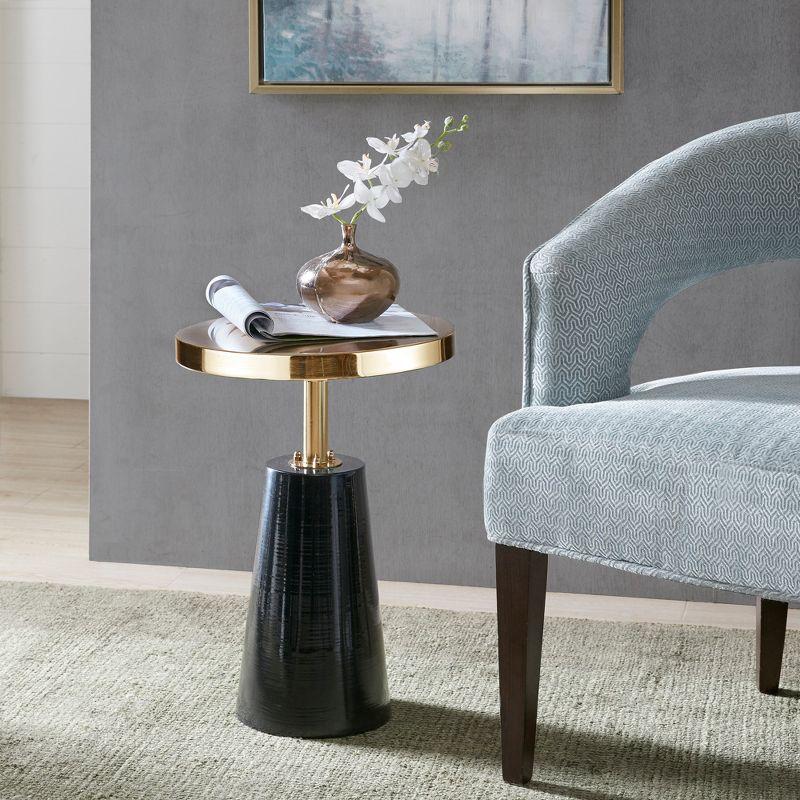 Sophia Black and Gold Round Metal Accent Table