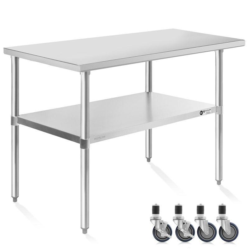 KUTLER Stainless Steel Table for Work and Prep, NSF Heavy Duty Commercial Kitchen Table for Restaurant