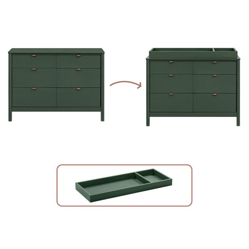 Forest Green 6-Drawer Dresser with Vegan Leather Pulls