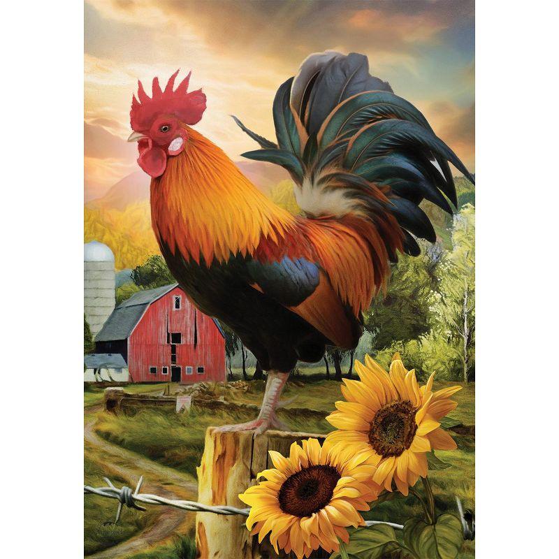 Fancy Rooster Summer Garden Flag Dawn Farm Barn 18" x 12.5" Briarwood Lane