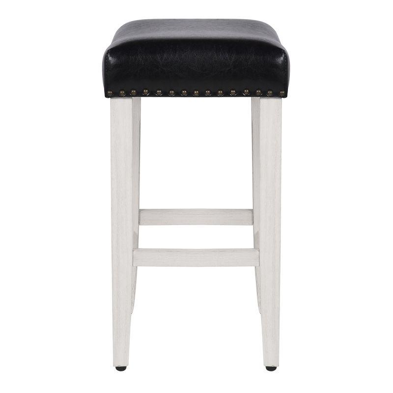 WestinTrends 24" Upholstered Saddle Seat Counter Stool, Antique White/Black