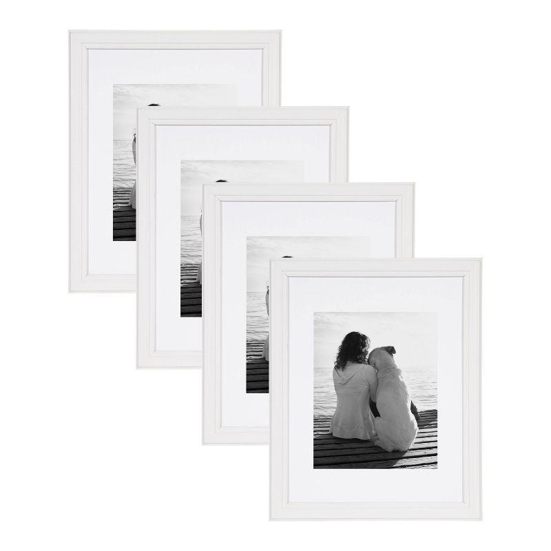 Classic White 11x14 Solid Wood Picture Frames Set of 4