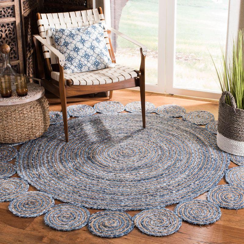 Cape Cod CAP211 Hand Woven Area Rug - Blue/Natural - 6' Round - Safavieh.
