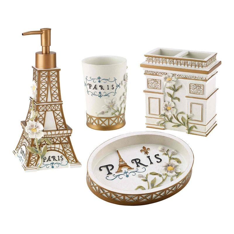 Paris Botanique Hand-Painted Resin 4-Piece Bath Accessory Set