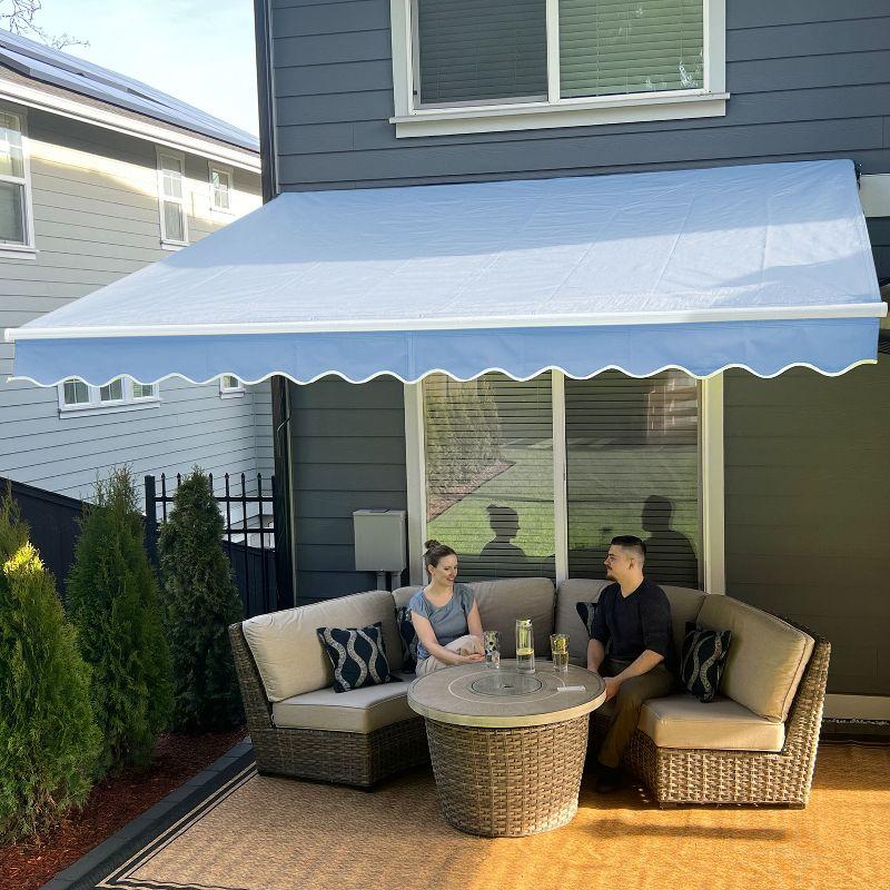Motorized Retractable White Frame Patio Awning