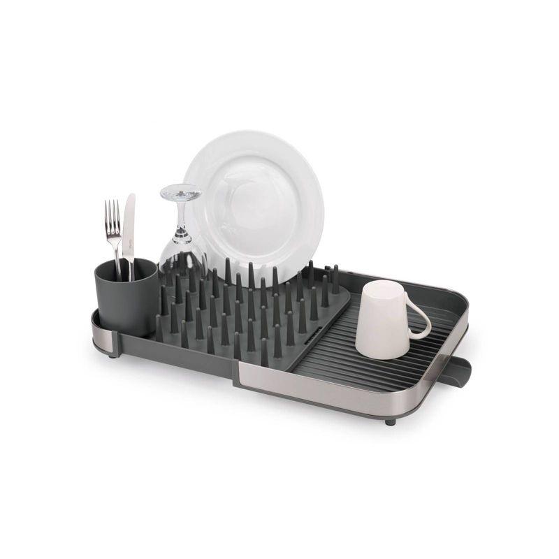 Joseph Joseph Expanding Steel Dish Rack with Draining Spout and Cutlery Holder