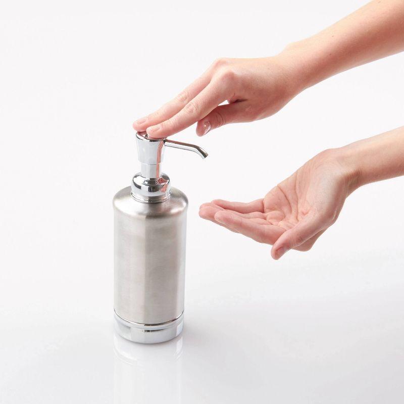 iDESIGN York Metal Soap Pump Split Finish: Satin Nickel Hand & Dish Lotion Dispenser, 8oz Capacity