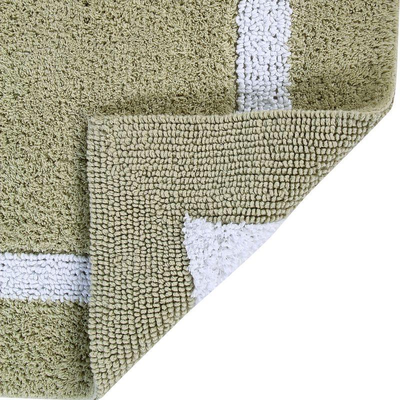 Better Trends Hotel Multi 100% Cotton Tufted Two Tone Reversible Bath Rug Set 2 PC (17" x 24" | 21" x 34") - Sage/White