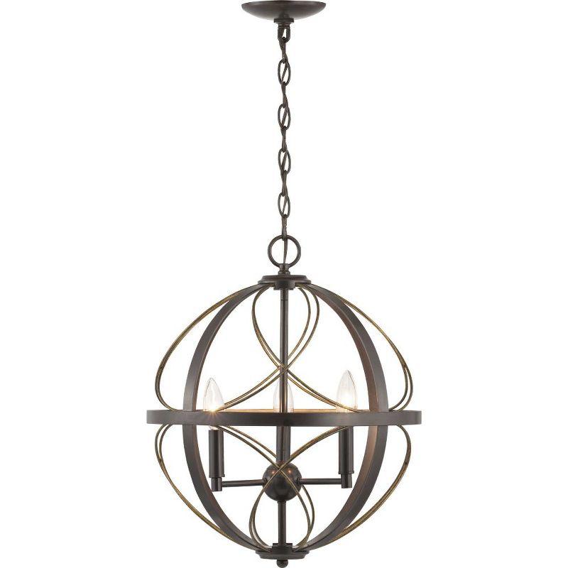 Progress Lighting Brandywine 3-Light Pendant, Antique Bronze, Steel, Farmhouse/Transitional, Hand-Gilded Wire Accents