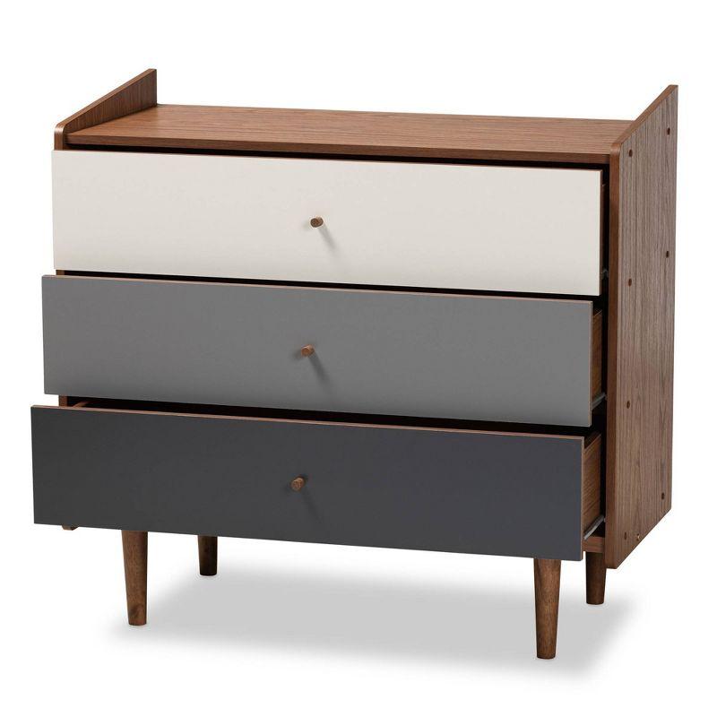 Baxton Studio Halden and Gradient Wood 3 Drawer Chest Brown/Gray: Vertical Storage for All Ages, Wood Frame