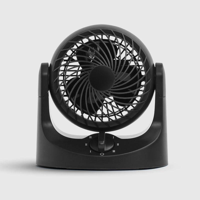 Black Compact Oscillating Desk Fan with Adjustable Tilt and 3 Speeds