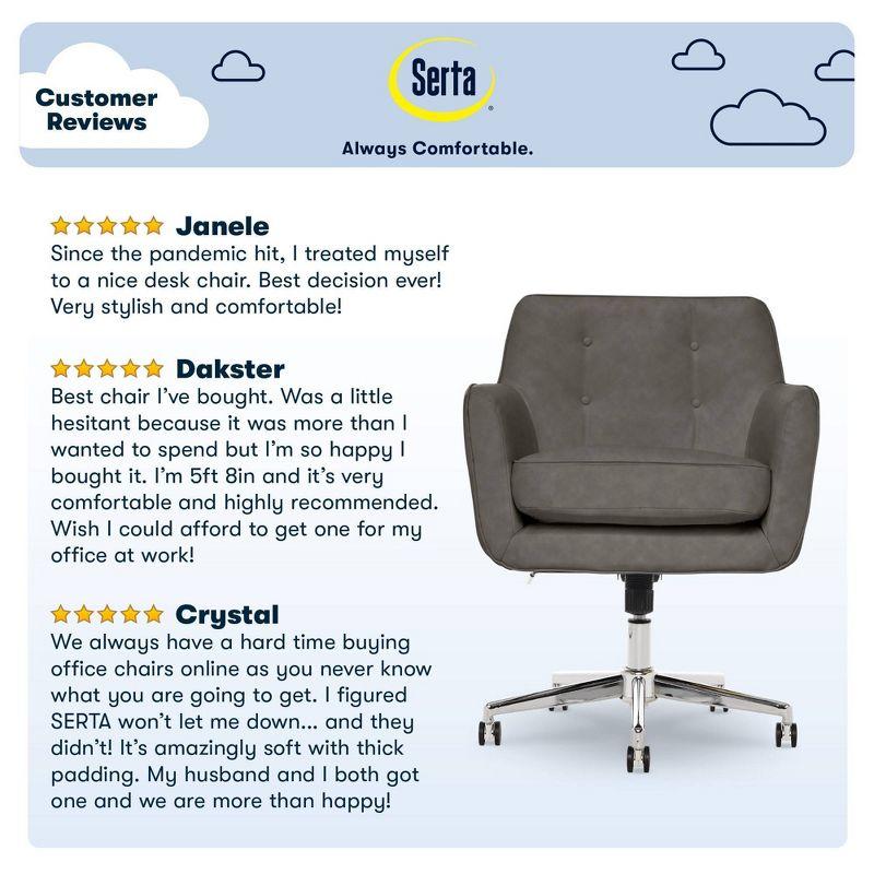 Style Ashland Home Office Chair Gathering Gray - Serta: Mid-Century, Tufted, Computer Chair