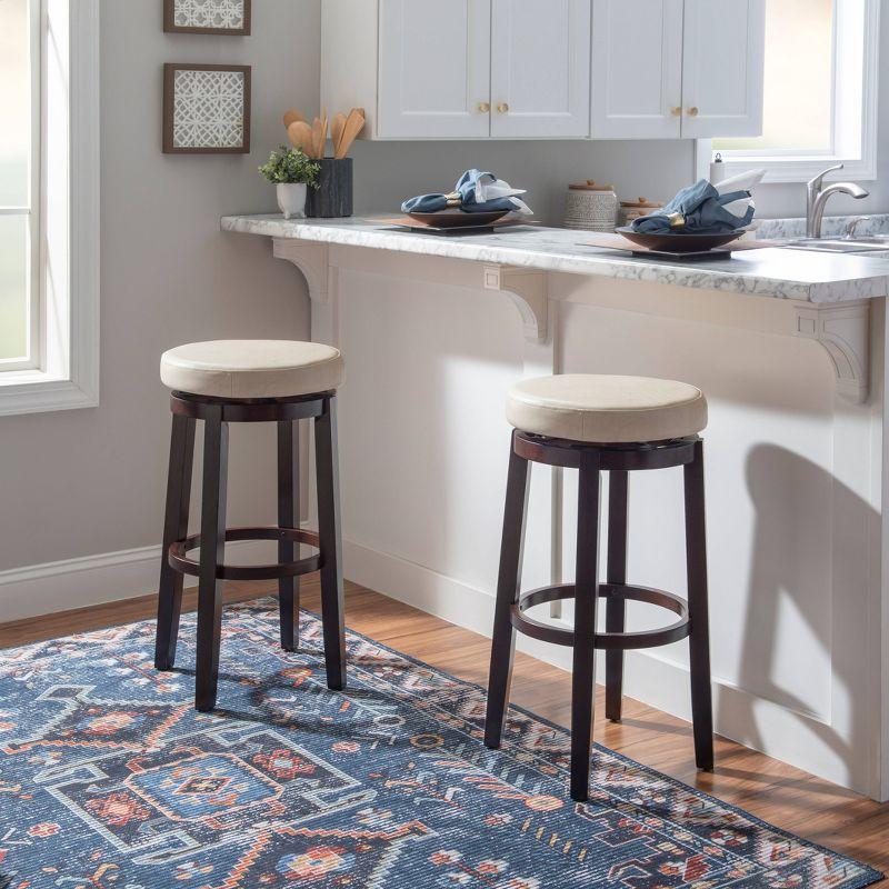 Maya Faux Leather Swivel Backless Barstool White - Linon