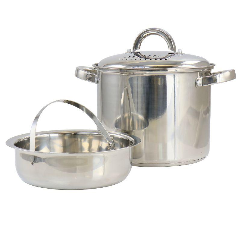 Stainless Steel 5-Quart Pasta Pot with Strainer Lid and Steamer Basket