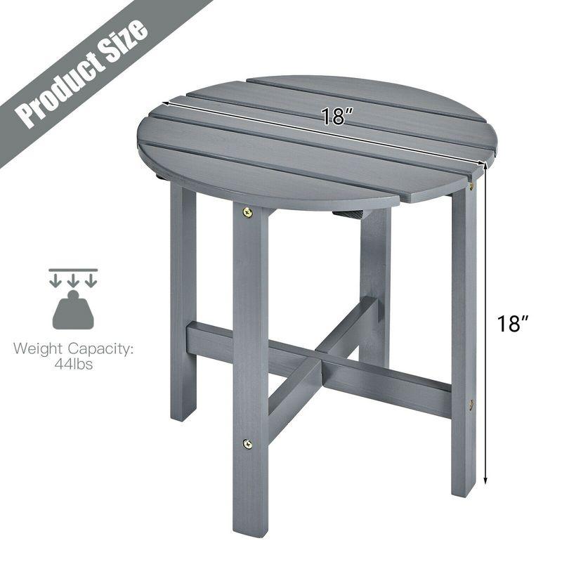 Tangkula 18" Outdoor Round Side Table Wooden Coffee Table Suitable for Garden Patio Balcony Gray