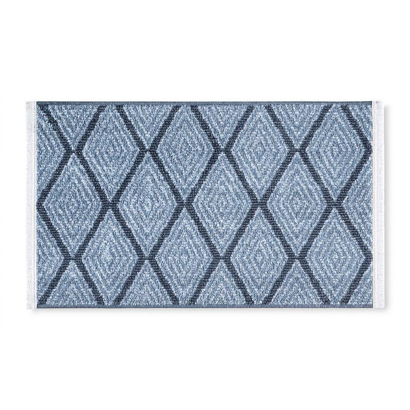 Town & Country Everyday Rein Solid Diamond Everwash Non-Slip Backing Washable Area Rug Blue
