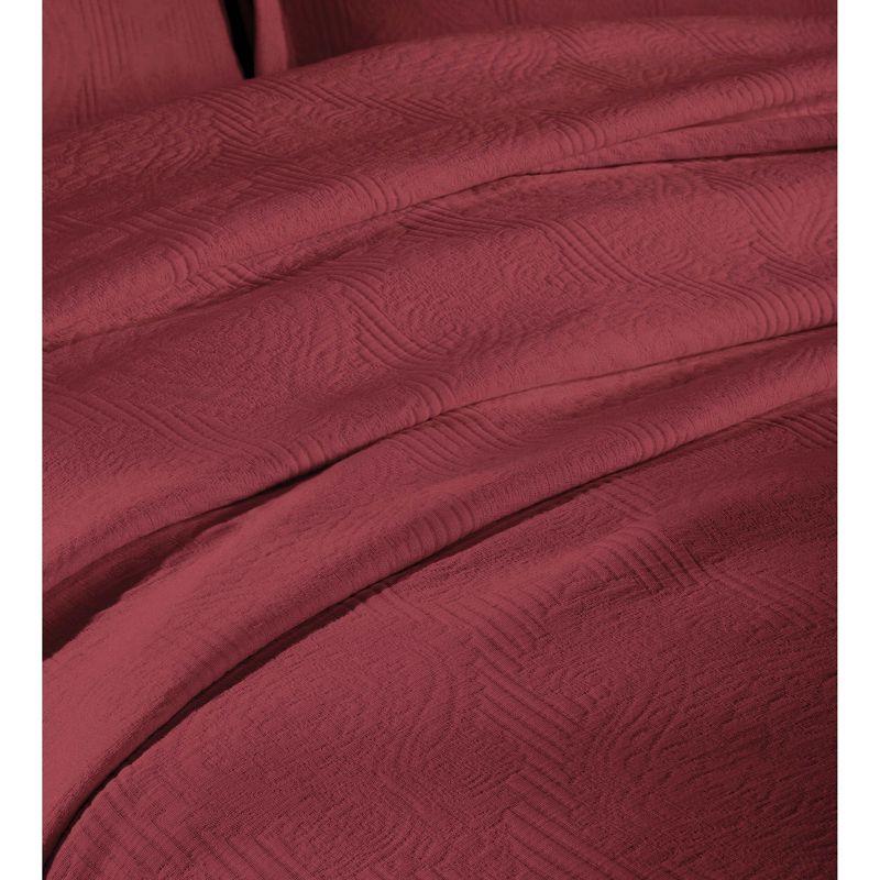 Vintage Cotton Matelasse Jacquard Medallion Scroll Bedspread Set, Twin, Garnet Red - Blue Nile Mills