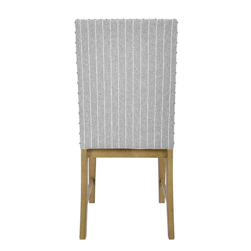 Light Grey Upholstered Linen Parsons Side Chair Set with Wood Frame