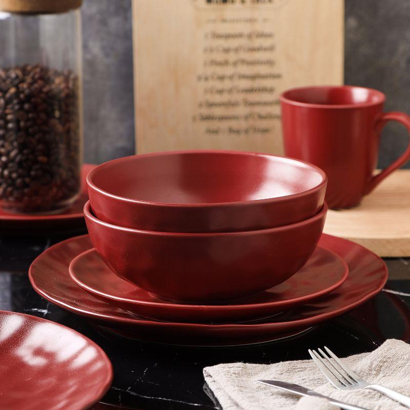 Stone Lain Sam 32-Piece Porcelain Dinnerware Set, Service for 8, Red