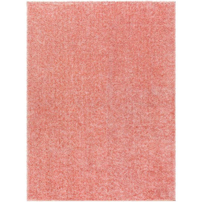 Coral Pink Tufted Washable Synthetic Area Rug 5'3" x 7'