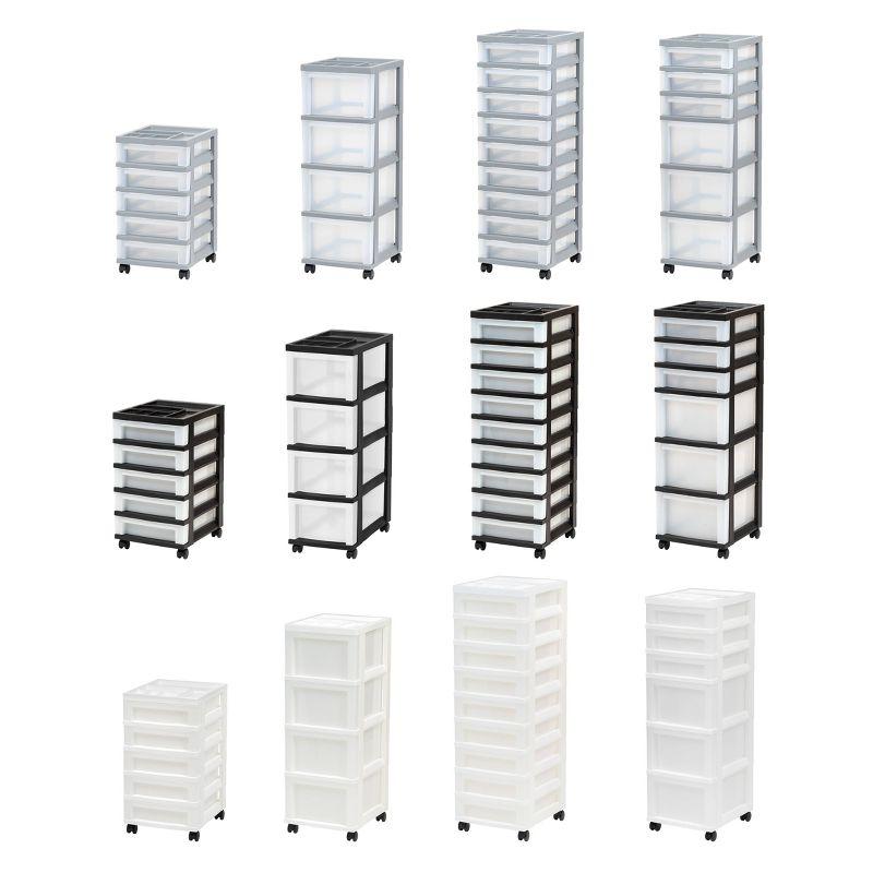 Sleek Black 4-Drawer Storage Cart with Organizer Top and Smooth-Glide Wheels