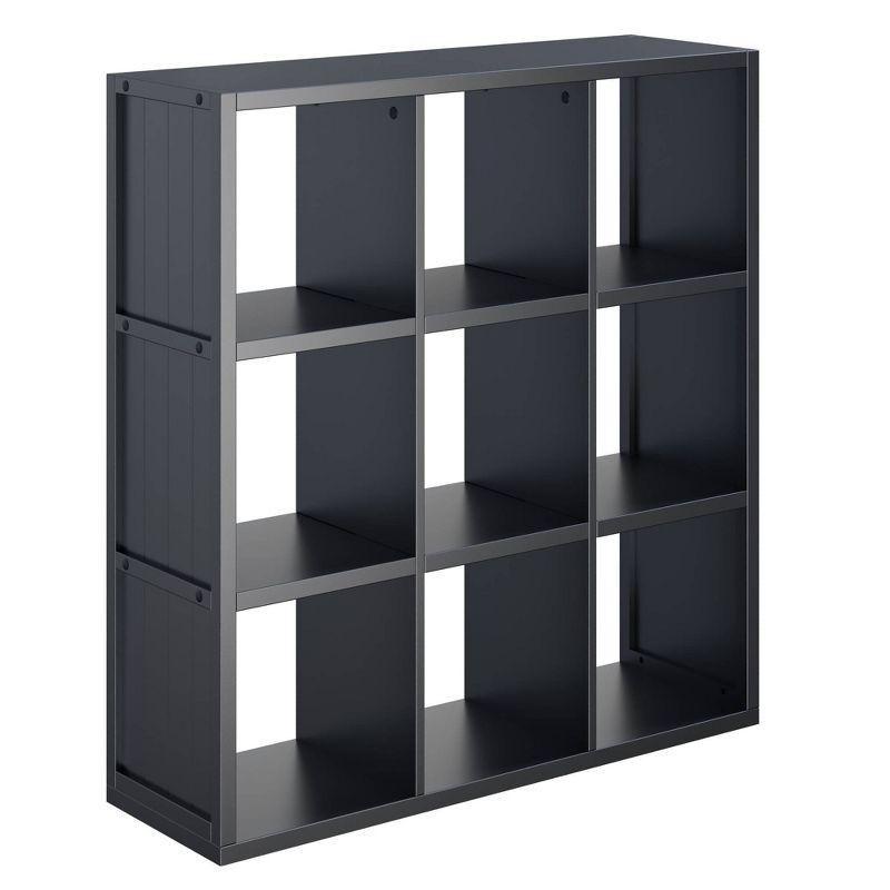 Modernistic Black 3x3 Storage Shelf with Foldable Chocolate Baskets