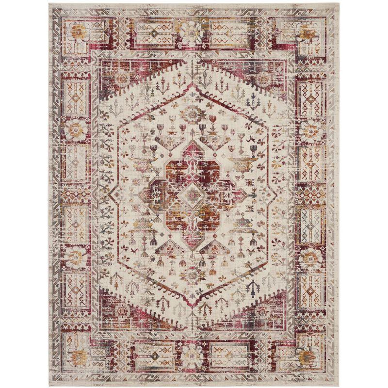 Nourison Vintage Kashan 8'10" x 11'10" Ivory Red Bordered Indoor Rug