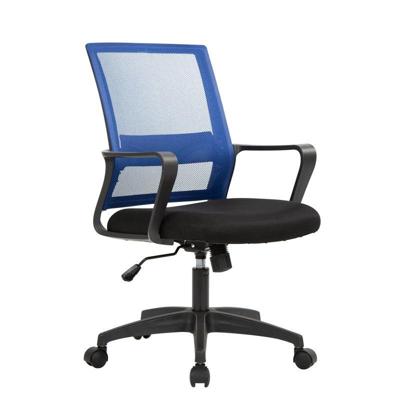 Blue Mesh Swivel Executive Office Chair with Fixed Arms