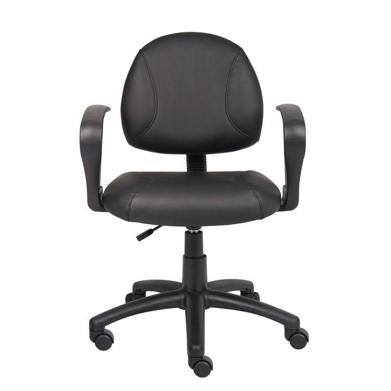 Posture Chair with Loop Arms Black - Boss Office Products: LeatherPlus, Lumbar Support, Adjustable Height