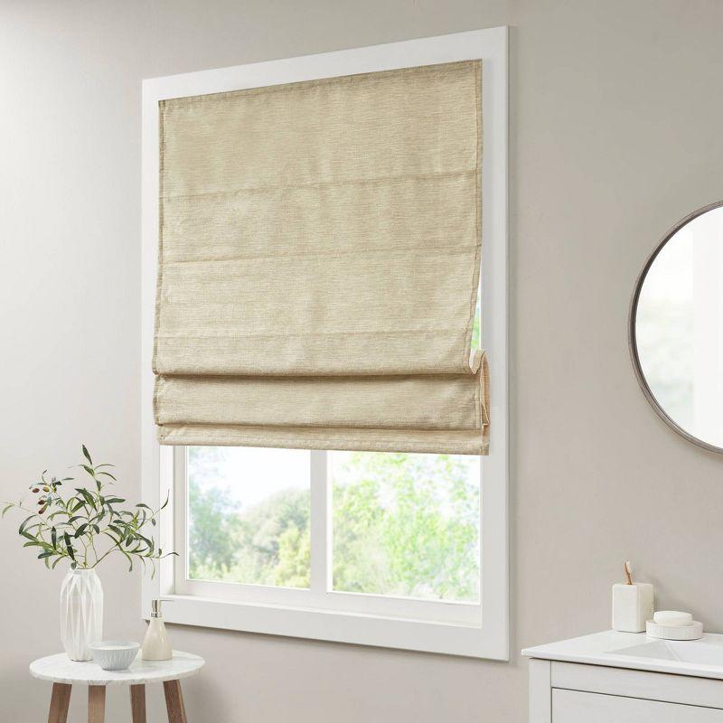 Taupe Faux Silk Room Darkening Cordless Roman Shade