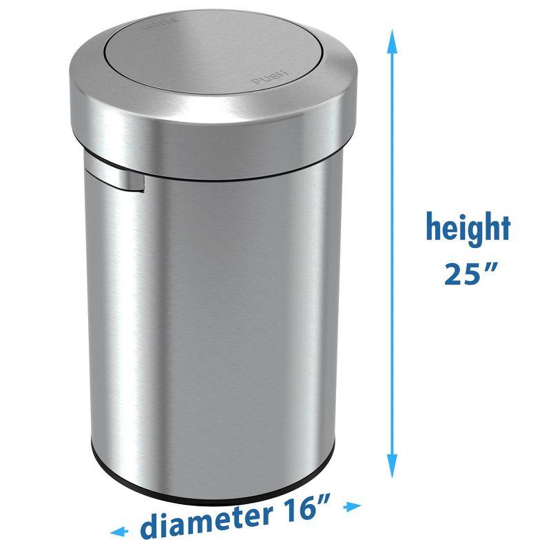 Stainless Steel 17 Gallon Swing Top Trash Can