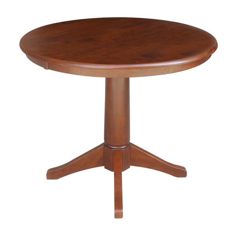 36" Oscar Round Top Pedestal Table Dining Height Espresso - International Concepts: Solid Wood, Kitchen Table