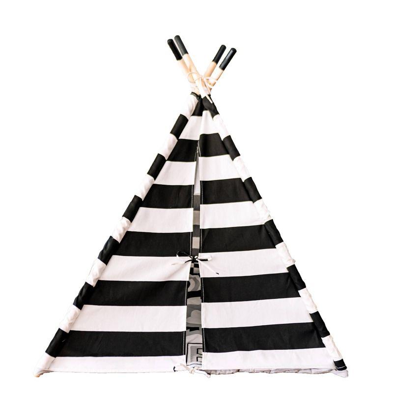 Black and White Striped Canvas Baby Activity Teepee