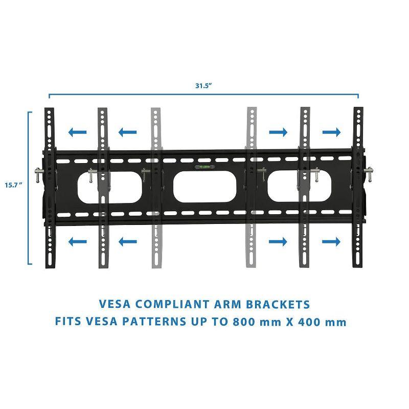 Black Steel Low-Profile Tilting TV Wall Mount for 42-90 inch Screens