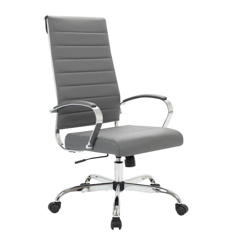 LeisureMod Benmar Modern High Back Leather Office Chair with Adjustable Height, Swivel Base, Ergonomic Design for Home Office, Study, or Workspace