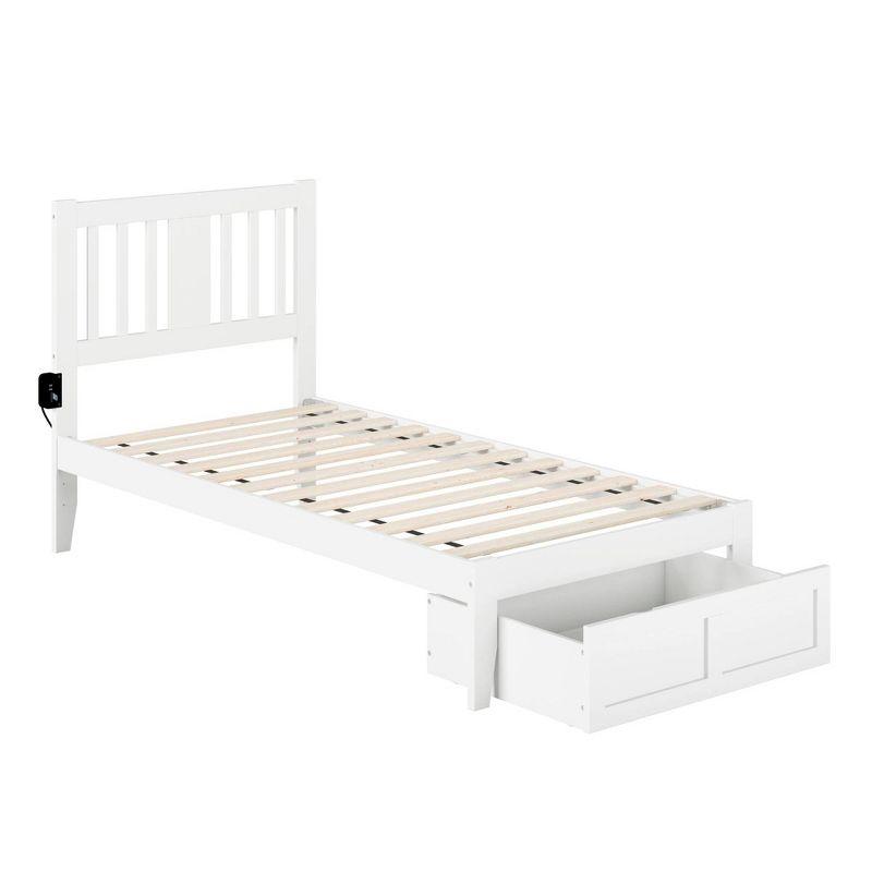 Twin Tahoe Bed USB Turbo Charger with Foot Drawer White - AFI: Solid Hardwood, No Box Spring Needed