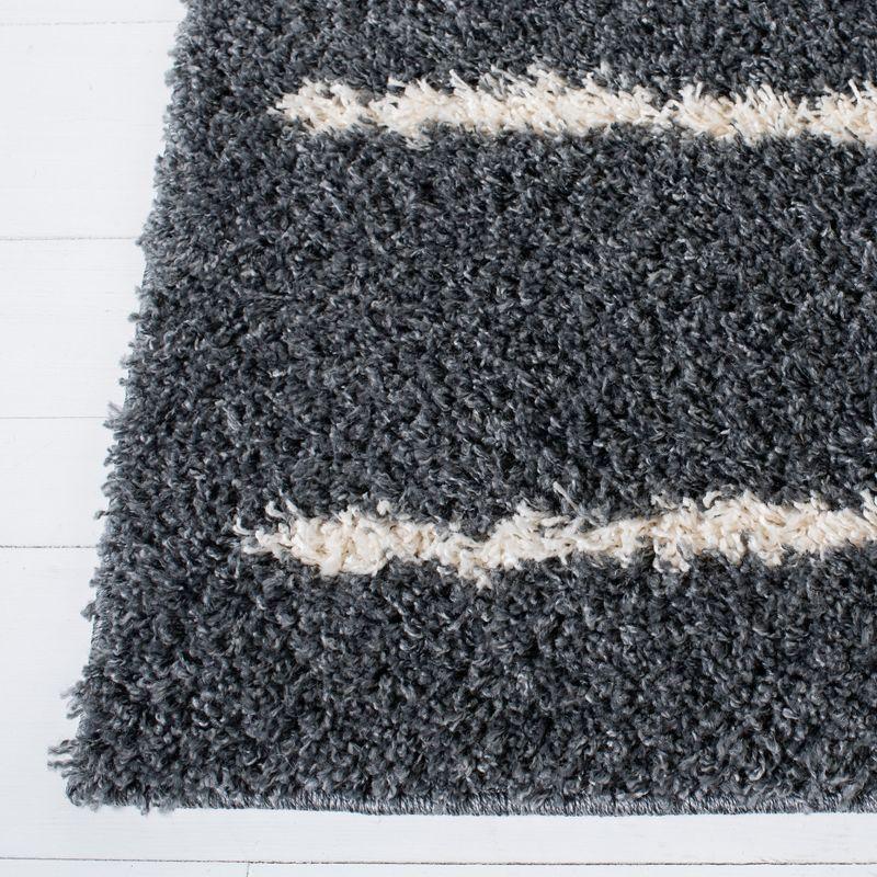 Plush Gray and Ivory 8' x 10' Synthetic Shag Area Rug