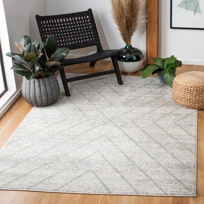 Adirondack Gray and Green Geometric 3' x 5' Area Rug