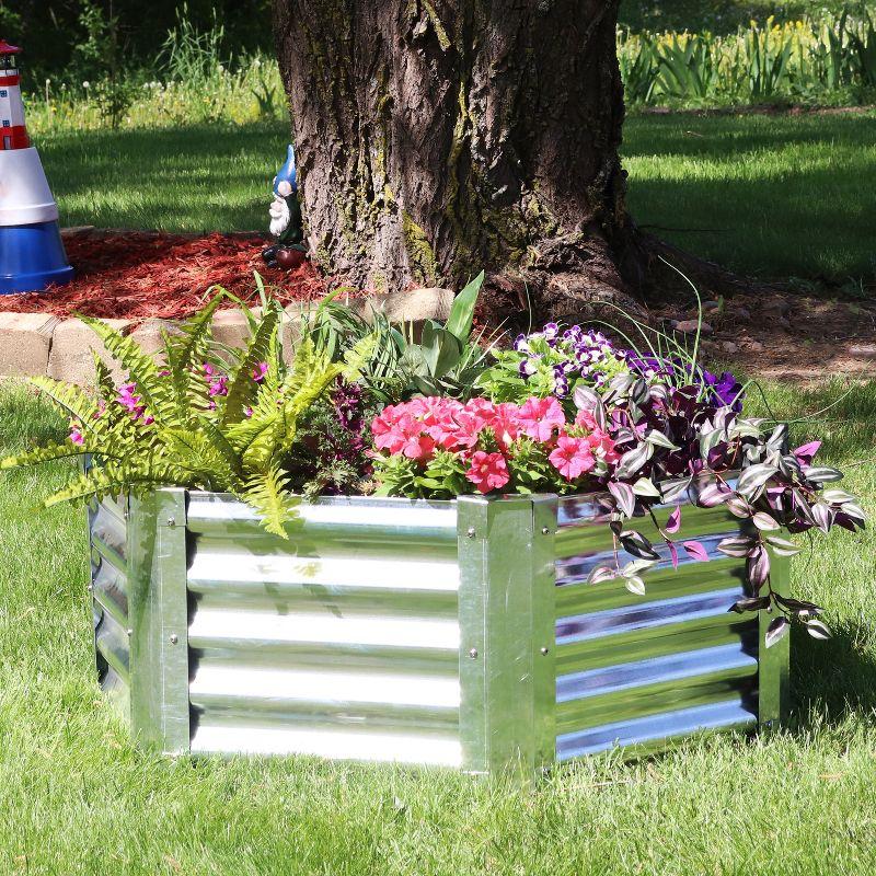 40" x 36" x 16" Hexagon Silver Galvanized Steel Raised Garden Bed